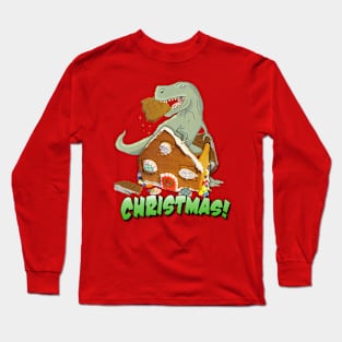 Christmas T-Rex Attack! Long Sleeve T-Shirt